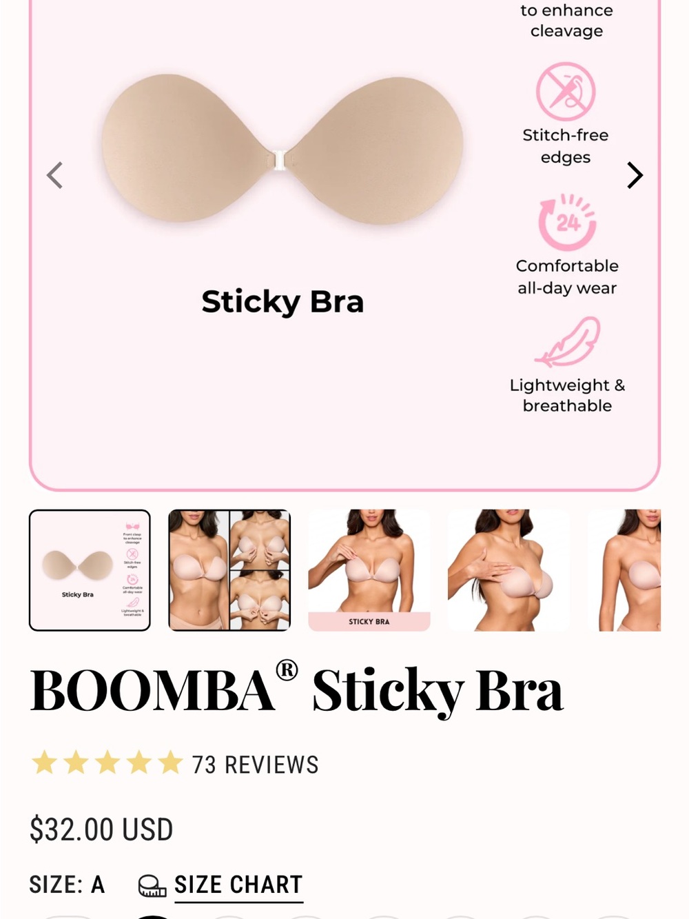 BOOMBA® Sticky Bandeau Bra - Nude